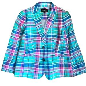 Talbots Multicolor Plaid Blazer